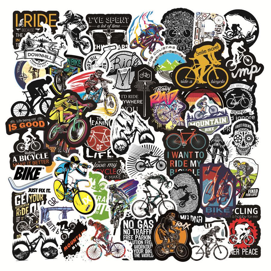 HKM-301779 Bicycle Doodle Stickers - Self-Adhesive Collection of 50 Custom Bicycle Designs