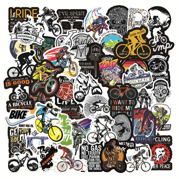 HKM-301779 Bicycle Doodle Stickers - Self-Adhesive Collection of 50 Custom Bicycle Designs