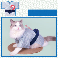 HKM-3018045 Cyan Orange Yukata Kimono for Pets - Comfortable Spring & Summer Wear