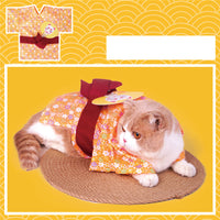 HKM-3018045 Cyan Orange Yukata Kimono for Pets - Comfortable Spring & Summer Wear
