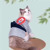 HKM-3018045 Cyan Orange Yukata Kimono for Pets - Comfortable Spring & Summer Wear