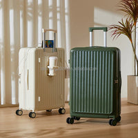 HKM-301843 ABS Luggage Set - 3-Piece Travel Suitcase with Wheels and Cup Holder Trolley Bag
