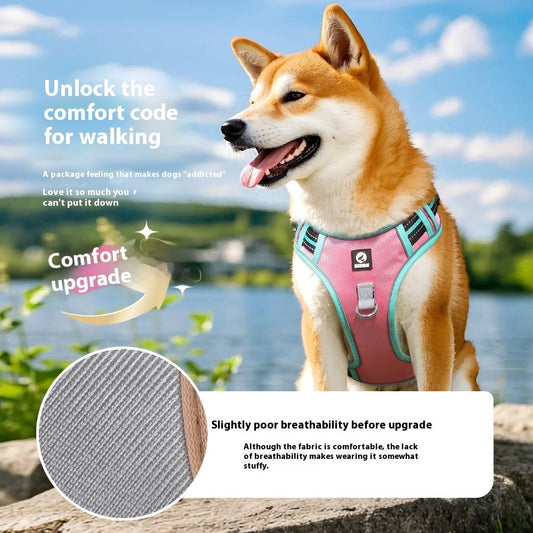 HKM-3018941 Reflective Anti-Breaking Loose Big Dog Chest Strap with Airtag Protective Shell - Available in Multiple Colors