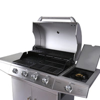 HKM-301971 Stainless Steel Outdoor Gas BBQ Grill with Integrated Kitchen Cabinet and Charcoal Smoker
