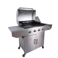 HKM-301971 Stainless Steel Outdoor Gas BBQ Grill with Integrated Kitchen Cabinet and Charcoal Smoker