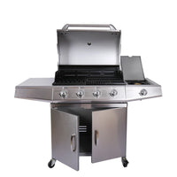 HKM-301971 Stainless Steel Outdoor Gas BBQ Grill with Integrated Kitchen Cabinet and Charcoal Smoker