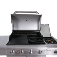 HKM-301971 Stainless Steel Outdoor Gas BBQ Grill with Integrated Kitchen Cabinet and Charcoal Smoker