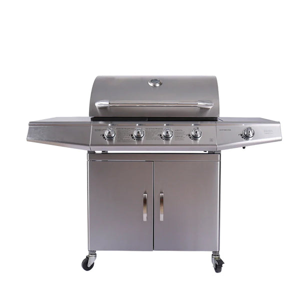 HKM-301971 Stainless Steel Outdoor Gas BBQ Grill with Integrated Kitchen Cabinet and Charcoal Smoker