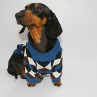 HKM-3020221 Cozy Blue Coffee Rhombus Pattern Sweater for Pets - Multiple Sizes Available