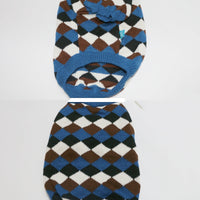 HKM-3020221 Cozy Blue Coffee Rhombus Pattern Sweater for Pets - Multiple Sizes Available