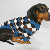 HKM-3020221 Cozy Blue Coffee Rhombus Pattern Sweater for Pets - Multiple Sizes Available