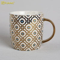HKM-302035 Light Luxury Ceramic Coffee Mug with Customisable Gold-Plated Handle