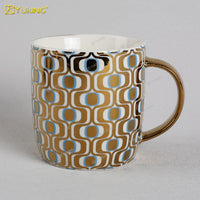HKM-302035 Light Luxury Ceramic Coffee Mug with Customisable Gold-Plated Handle