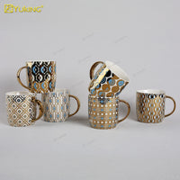 HKM-302035 Light Luxury Ceramic Coffee Mug with Customisable Gold-Plated Handle