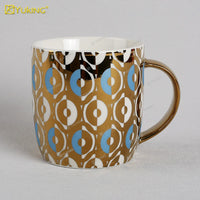 HKM-302035 Light Luxury Ceramic Coffee Mug with Customisable Gold-Plated Handle