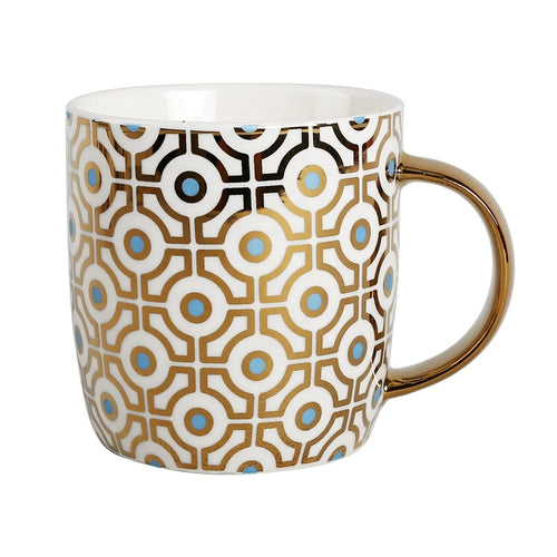 HKM-302035 Light Luxury Ceramic Coffee Mug with Customisable Gold-Plated Handle