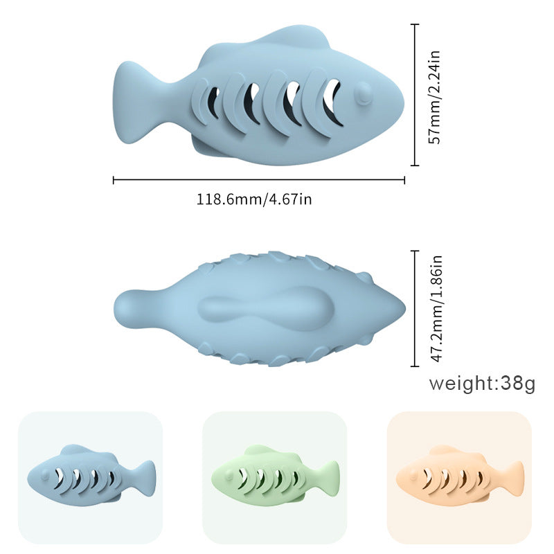 HKM-3020477 Silicone Animal Cat Toy in Blue, Green, and Beige