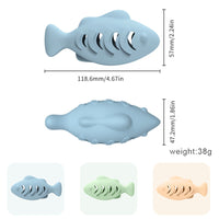 HKM-3020477 Silicone Animal Cat Toy in Blue, Green, and Beige