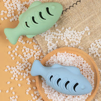 HKM-3020477 Silicone Animal Cat Toy in Blue, Green, and Beige