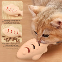 HKM-3020477 Silicone Animal Cat Toy in Blue, Green, and Beige