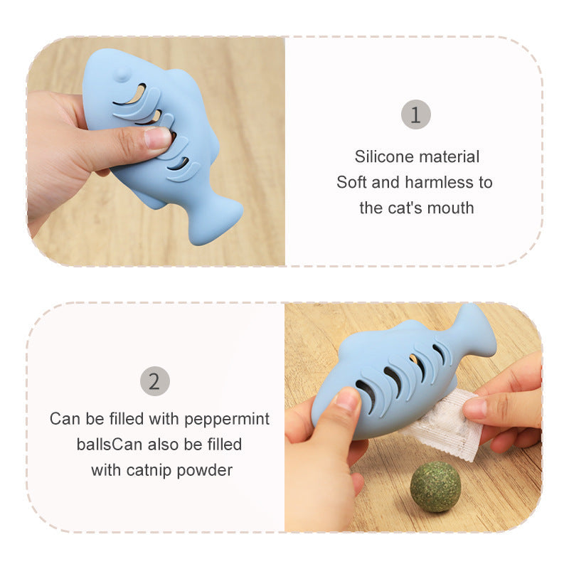 HKM-3020477 Silicone Animal Cat Toy in Blue, Green, and Beige