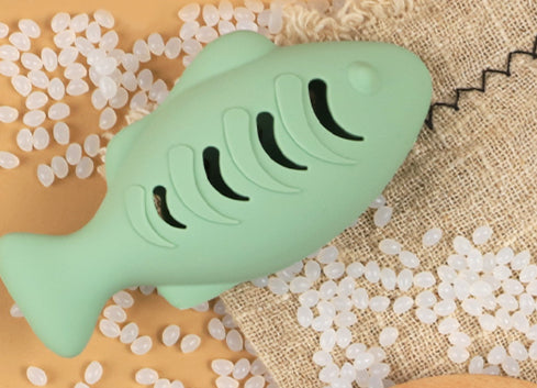 HKM-3020477 Silicone Animal Cat Toy in Blue, Green, and Beige