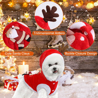 HKM-3020733 Santa Claus Reindeer Antlers Costume for Dogs and Cats - Winter Holiday Outfit Available in Multiple Sizes
