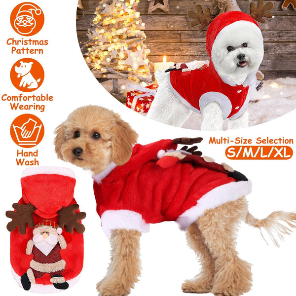 HKM-3020733 Santa Claus Reindeer Antlers Costume for Dogs and Cats - Winter Holiday Outfit Available in Multiple Sizes