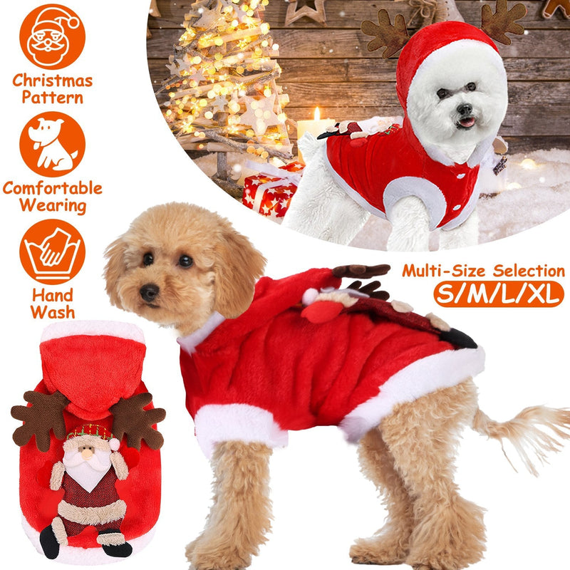 HKM-3020733 Santa Claus Reindeer Antlers Costume for Dogs and Cats - Winter Holiday Outfit Available in Multiple Sizes