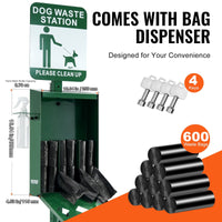 HKM-3021117 Dog Waste Station with 600 Bags, 11.5-Gallon Trash Can, and Easy Access Dispenser