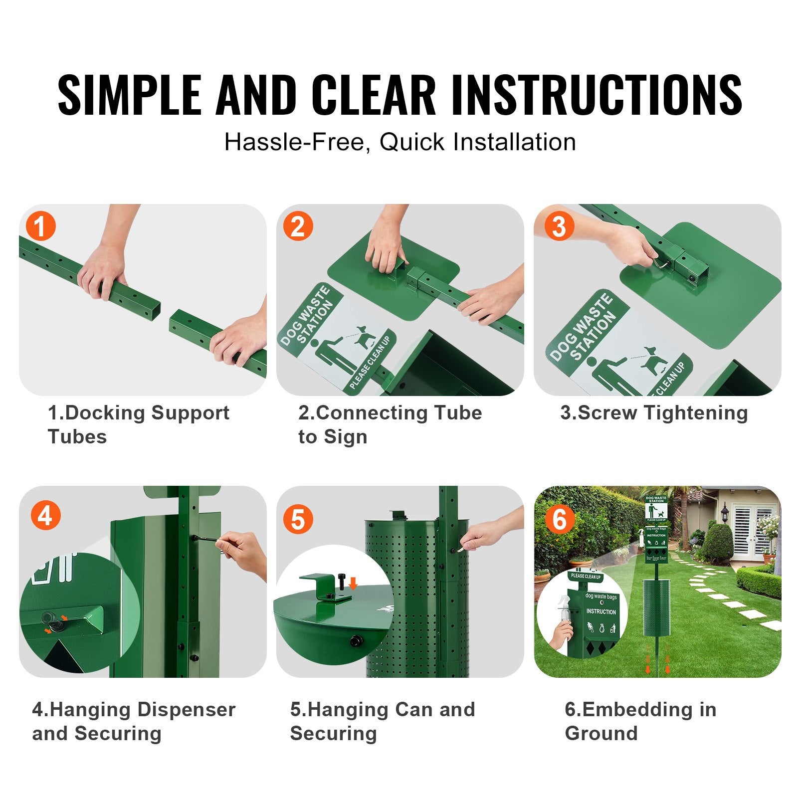HKM-3021117 Dog Waste Station with 600 Bags, 11.5-Gallon Trash Can, and Easy Access Dispenser