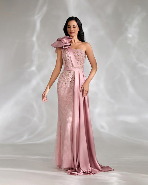 HKM-302163 Elegant Pink Evening Dress for Women - EZ25134 Model