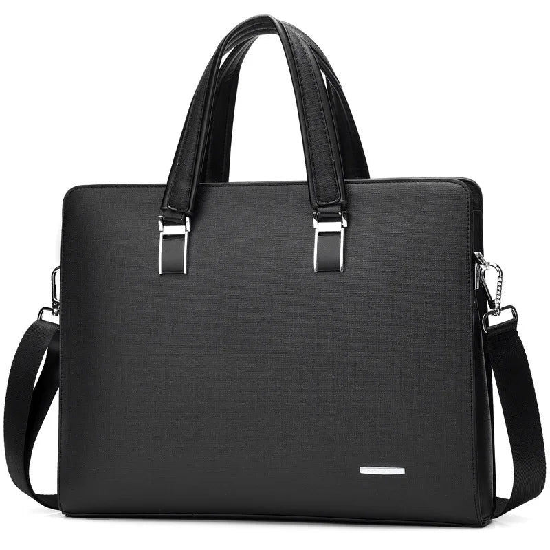 HKM-302163 Genuine Leather Messenger Bag for Laptop, Waterproof and Wear-Resistant Briefcase for Men