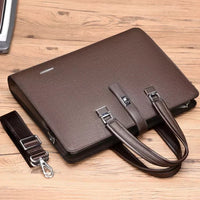 HKM-302163 Genuine Leather Messenger Bag for Laptop, Waterproof and Wear-Resistant Briefcase for Men
