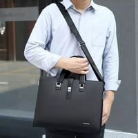 HKM-302163 Genuine Leather Messenger Bag for Laptop, Waterproof and Wear-Resistant Briefcase for Men
