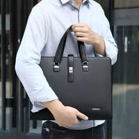 HKM-302163 Genuine Leather Messenger Bag for Laptop, Waterproof and Wear-Resistant Briefcase for Men