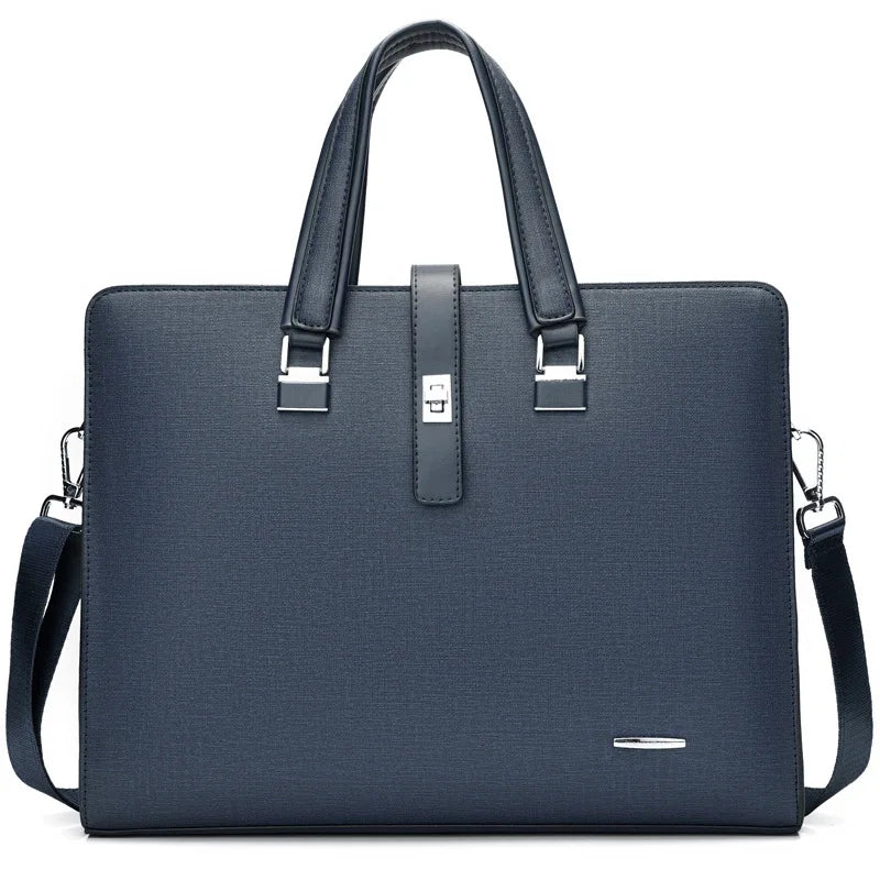 HKM-302163 Genuine Leather Messenger Bag for Laptop, Waterproof and Wear-Resistant Briefcase for Men