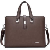 HKM-302163 Genuine Leather Messenger Bag for Laptop, Waterproof and Wear-Resistant Briefcase for Men