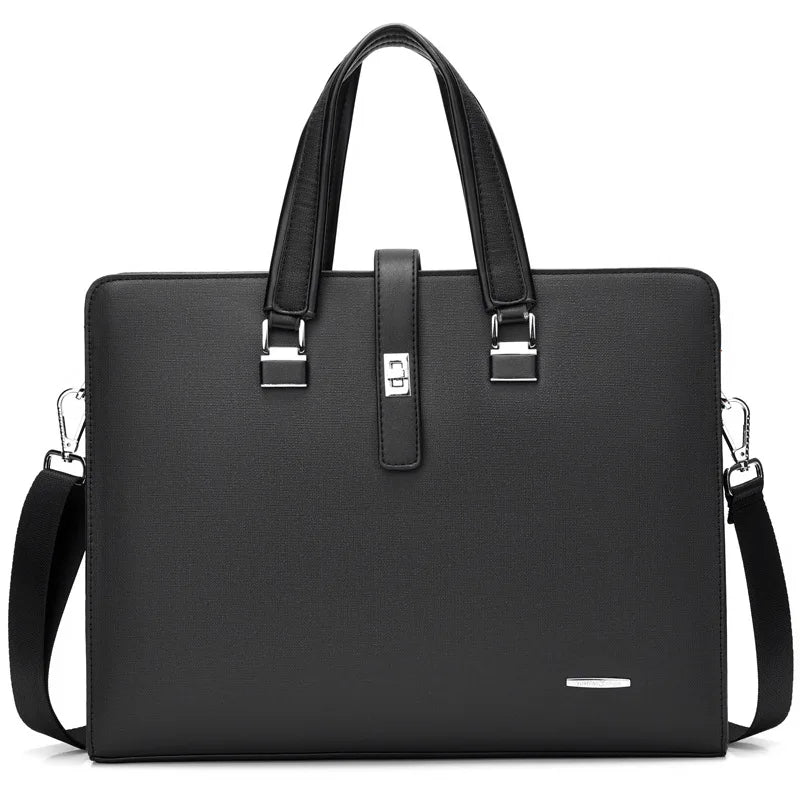 HKM-302163 Genuine Leather Messenger Bag for Laptop, Waterproof and Wear-Resistant Briefcase for Men