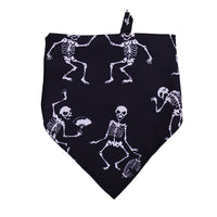 HKM-3023037 Halloween Skull Print Dog Scarf - Triangle Towel for Pets, Polyester, Medium Size
