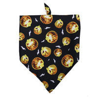 HKM-3023037 Halloween Skull Print Dog Scarf - Triangle Towel for Pets, Polyester, Medium Size