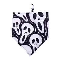 HKM-3023037 Halloween Skull Print Dog Scarf - Triangle Towel for Pets, Polyester, Medium Size