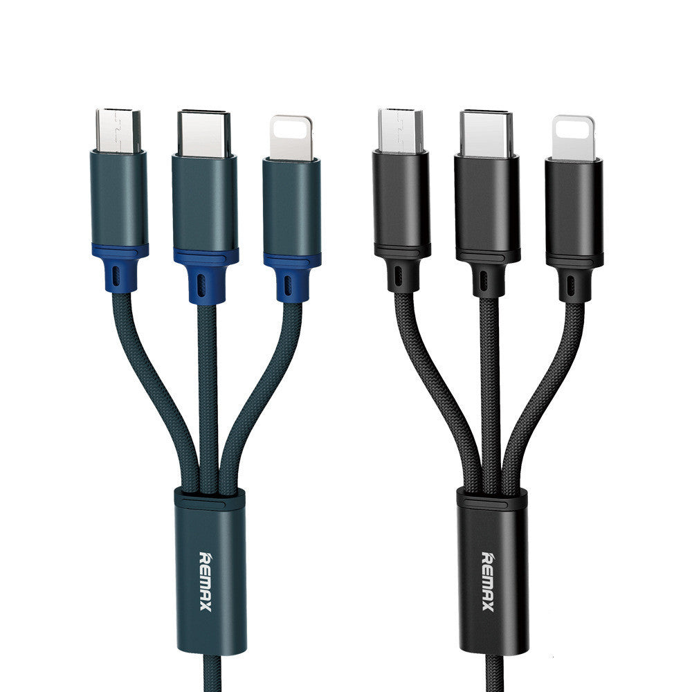 HKM-302483 Three-in-One Braided Charging Cable - USB, Micro USB, Type-C, 1.15m Length, Fast Charge
