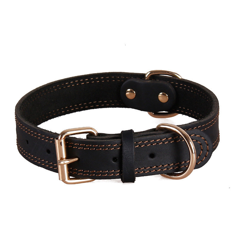 HKM-302611 Cowhide Dog Collar in Black and Light Brown – Sizes S, M, L Available