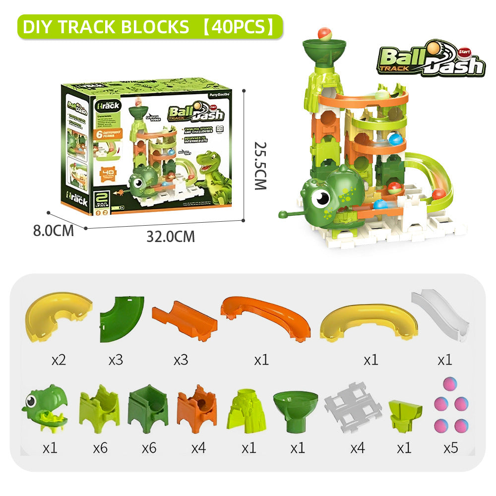 HKM-3026237 Dinosaur Catapult Marble Race Track Toy Set for Kids Ages 4-6, Various Pieces Available