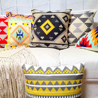 HKM-302675 Geometric Wool Embroidered Pillowcase in 100% Cotton - 45x45 cm