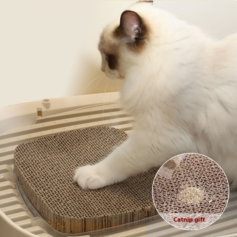 HKM-3026877 Extra Large Splash-Proof Fully Enclosed Cat Litter Box with Deodorizing Film, Cat Shovel, and Teaser Pole in Multiple Colors