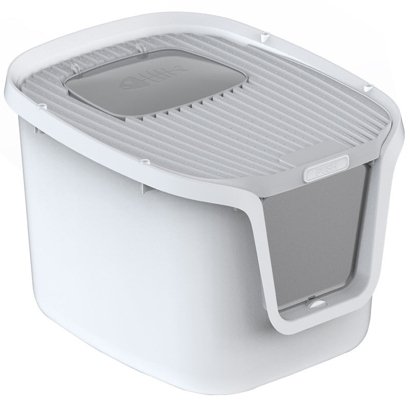 HKM-3026877 Extra Large Splash-Proof Fully Enclosed Cat Litter Box with Deodorizing Film, Cat Shovel, and Teaser Pole in Multiple Colors