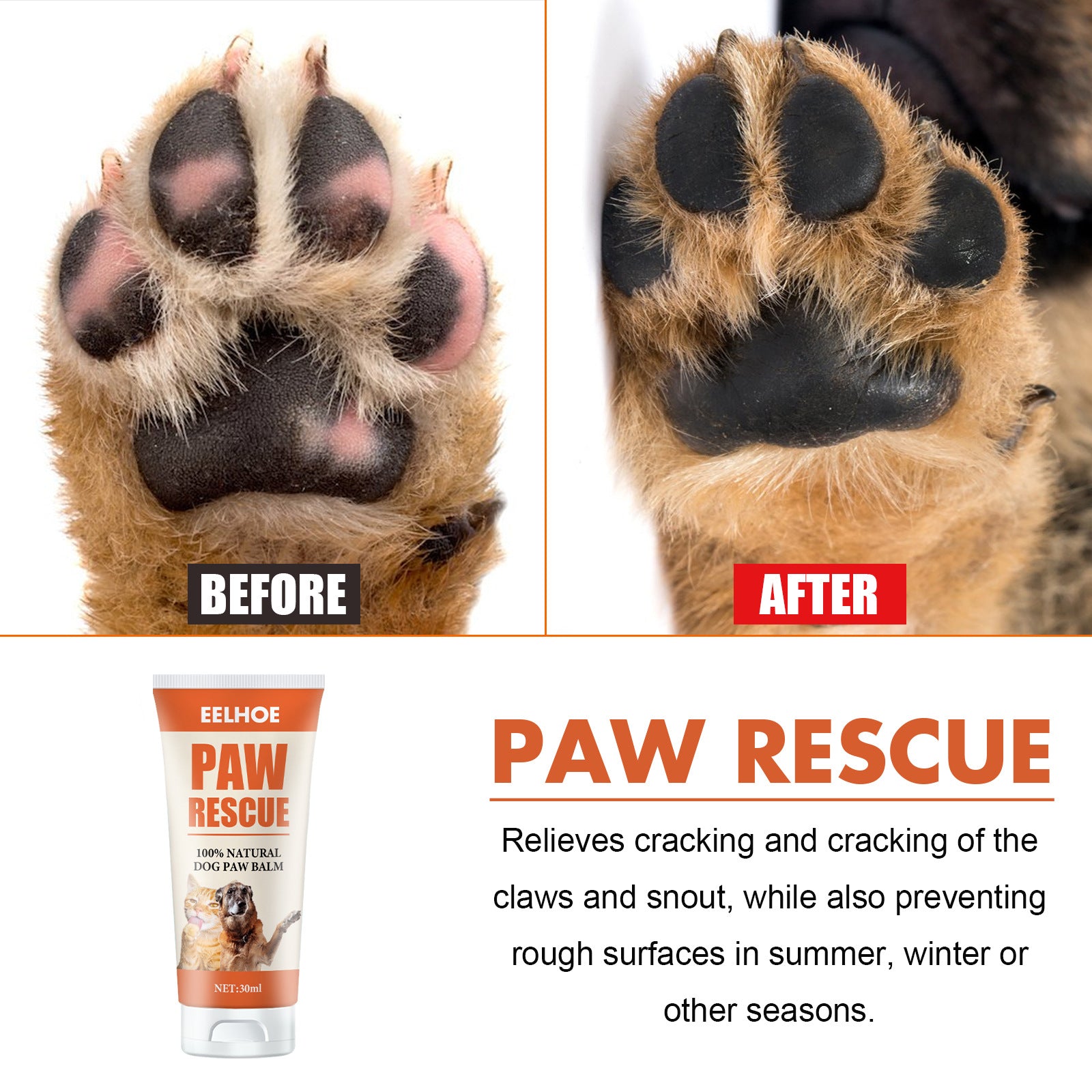 HKM-3027261 Pet Paw Care Cream, 30ml Claw Protection for Cats and Dogs