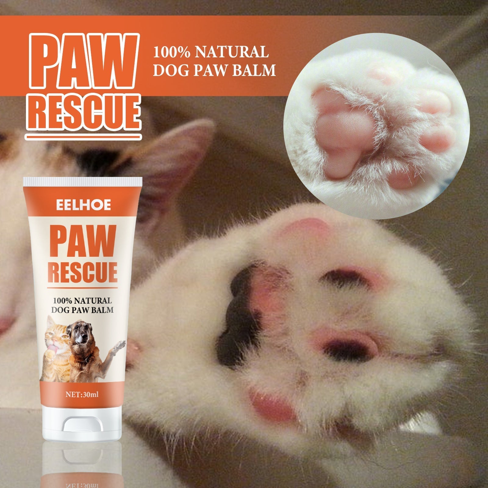HKM-3027261 Pet Paw Care Cream, 30ml Claw Protection for Cats and Dogs